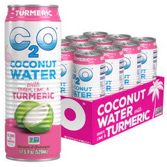 C2O front packaging 12-pack showing cans and bright branding for easy storage
