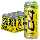 C4 Performance Energy can front with bold JOLLY RANCHER flavors and clear label benefits