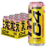C4 can front packaging showing pink lemonade label and bold energy benefit