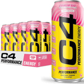 C4 strawberry blast front can showing branding and zero sugar benefit