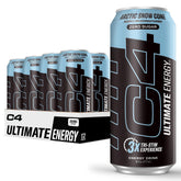 C4 front can Arctic Snow Cone showing bold branding and icy design benefit energy