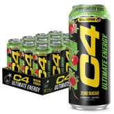 C4 front can showing vibrant branding and zero sugar benefit