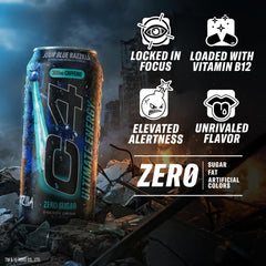 C4 Ultimate open can with pouring splash, demonstrates refreshing energy boost