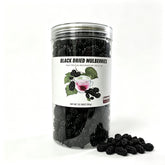 Cadetian front jar view showing clear packaging and visible dried mulberries, easy selection
