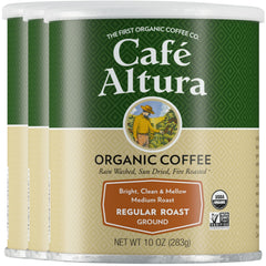 Cafe Altura front can showing regular roast label and freshness