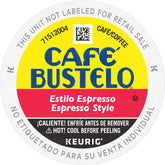 Café Bustelo front packaging showing bold roast and 24 pods for convenience