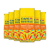 Café Bustelo front packaging showing six bags and bold branding for convenience