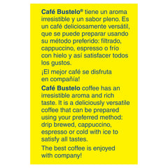 Café Bustelo ground coffee close-up texture demonstrating rich roast and aroma