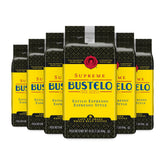 Cafe Bustelo Supreme front packaging showing six 16 oz bags and product label benefit: consistent supply