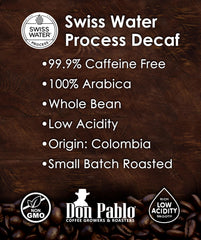 Cafe Don Pablo close-up of whole bean texture highlighting roast and oil