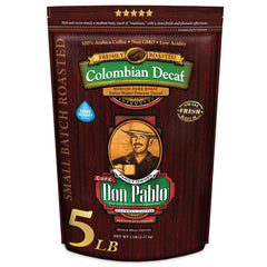 Cafe Don Pablo front packaging 5 lb bag shows product branding and features