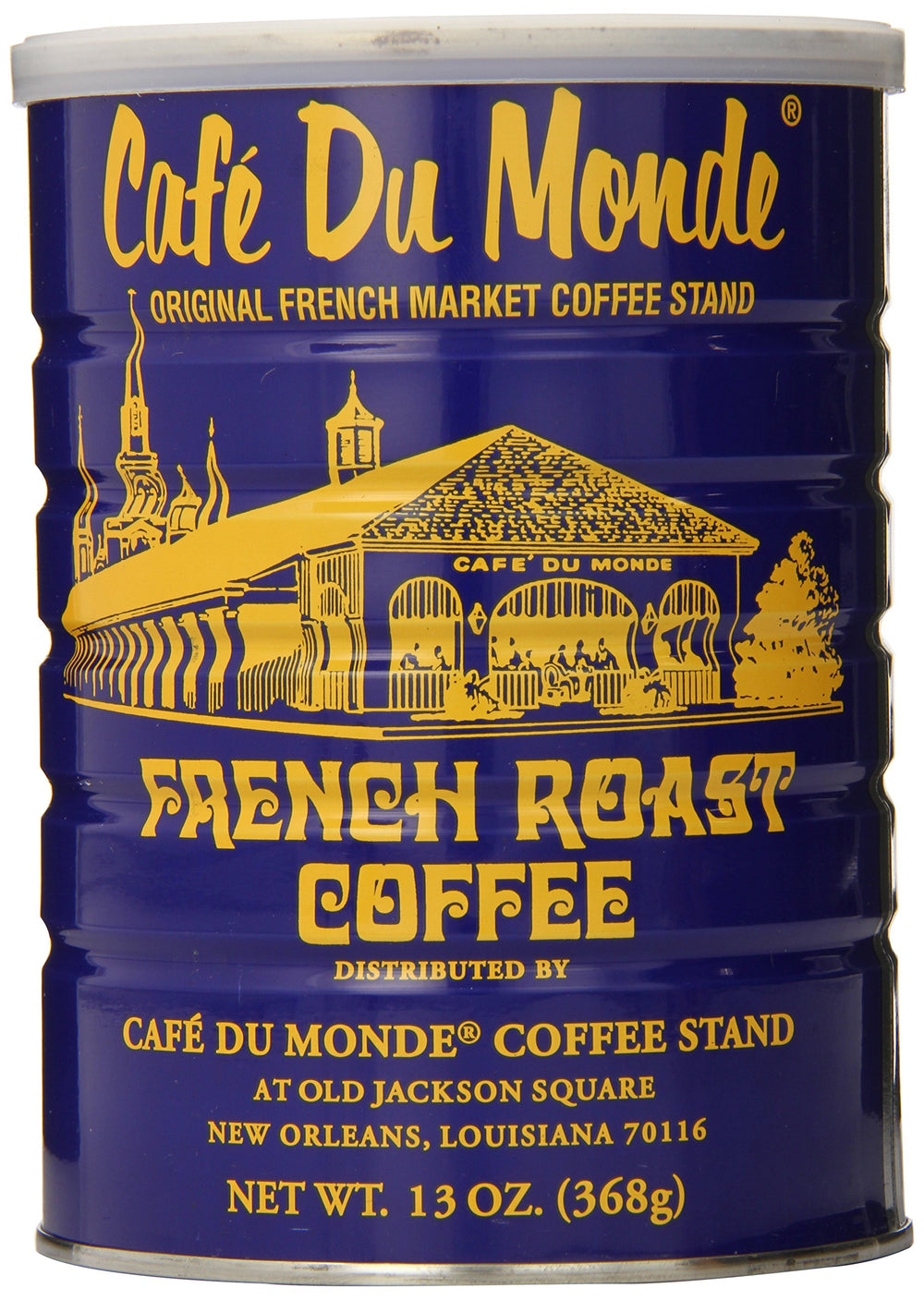 Cafe Du Monde front can view showing brand and French Roast for recognizable shelf presence