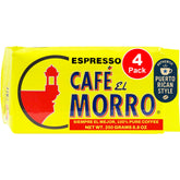 Café El Morro front packaging showing vacuum-sealed 9 oz pack and bold branding