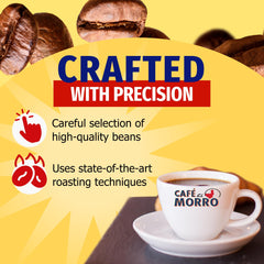 Café El Morro ground texture detail demonstrating fine espresso grind and rich oils