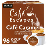 Café Escapes front packaging showing caramel pods and benefits
