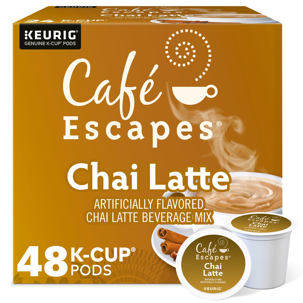 Café Escapes front packaging showing 48-count bundle and flavor benefits