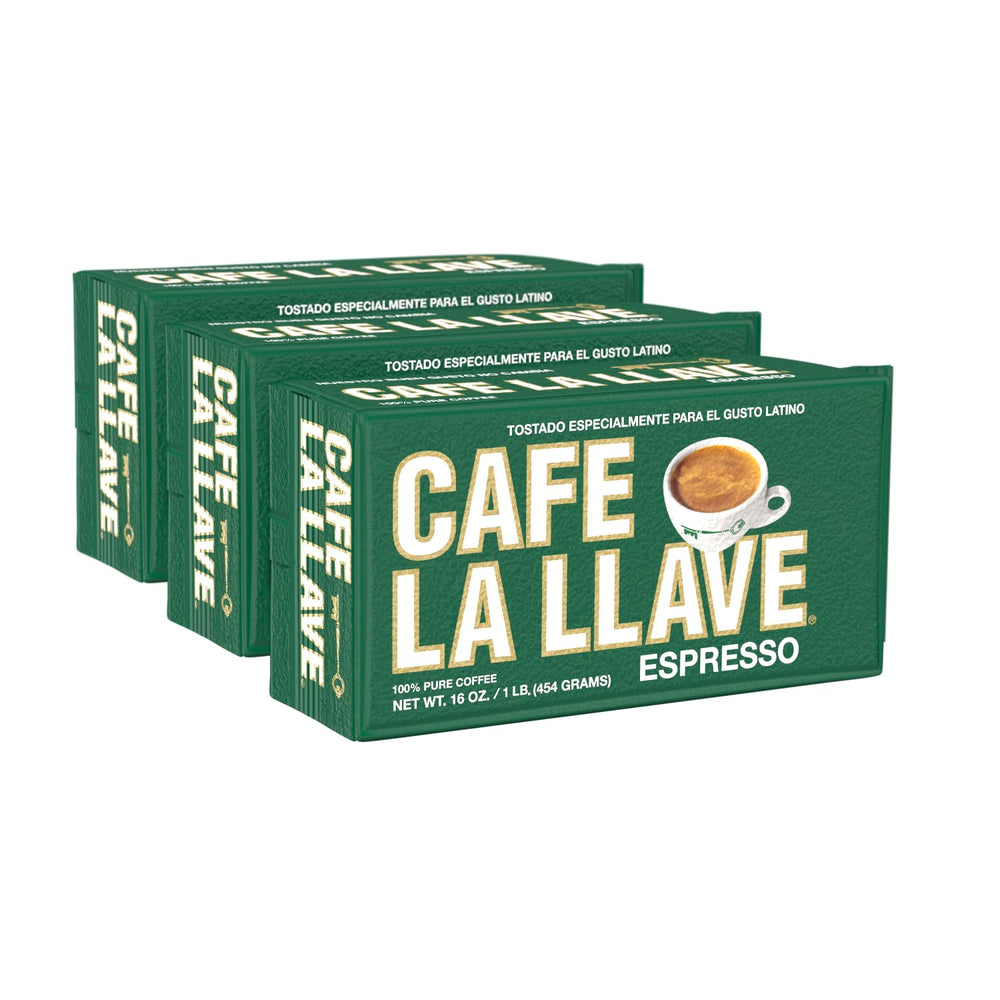 Café La Llave front packaging showing bold branding and vacuum-sealed brick for freshness