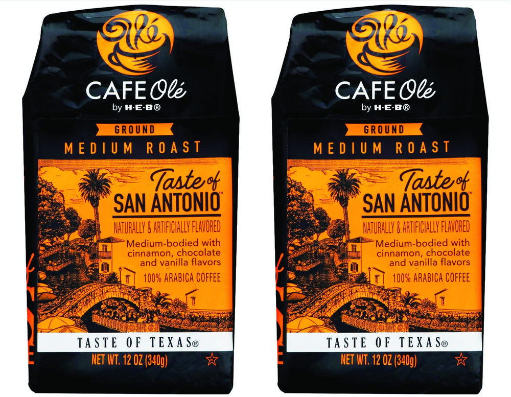 Café Olé front packaging showing two 12 oz bags and clear brand benefit
