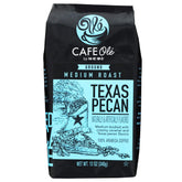 Cafe Olé front packaging showing 12oz bag and Texas pecan branding for easy selection
