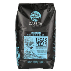 Cafe Ole front packaging showing 32 oz bag and pecan aroma benefit