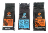 Cafe Ole front packaging showing Texas Pecan sampler and label benefits