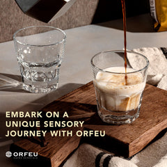 CAFÉ ORFEU open bag with freshly ground coffee highlighting aroma