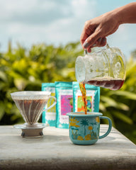 CAFE QUINDIO bag label with origin and Excelso certification advantage
