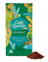 CAFE QUINDIO front package 12 oz showing brand and roast benefits