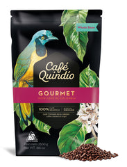 CAFE QUINDIO front packaging showing 88 oz bag and brand benefits