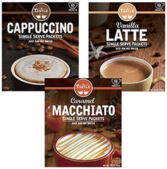 Café TASTLÉ front packaging showing 30-count assortment and flavor icons for convenience