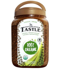 Café TASTLÉ front packaging showing organic label and jar convenience benefit