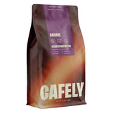 Cafely front packaging showing product and benefit of dark roast aroma