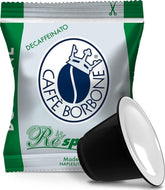 Caffè Borbone front packaging showing 50 decaf pods and brand