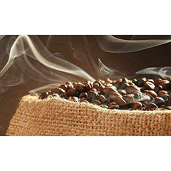 Caffè Borbone close-up of whole beans highlighting rich dark roast aroma