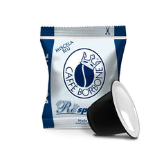 Caffè Borbone front box showing 100-count and dark blue branding for convenient supply
