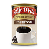 Caffe D'Vita 3 oz can front view showing branding and packaging benefit