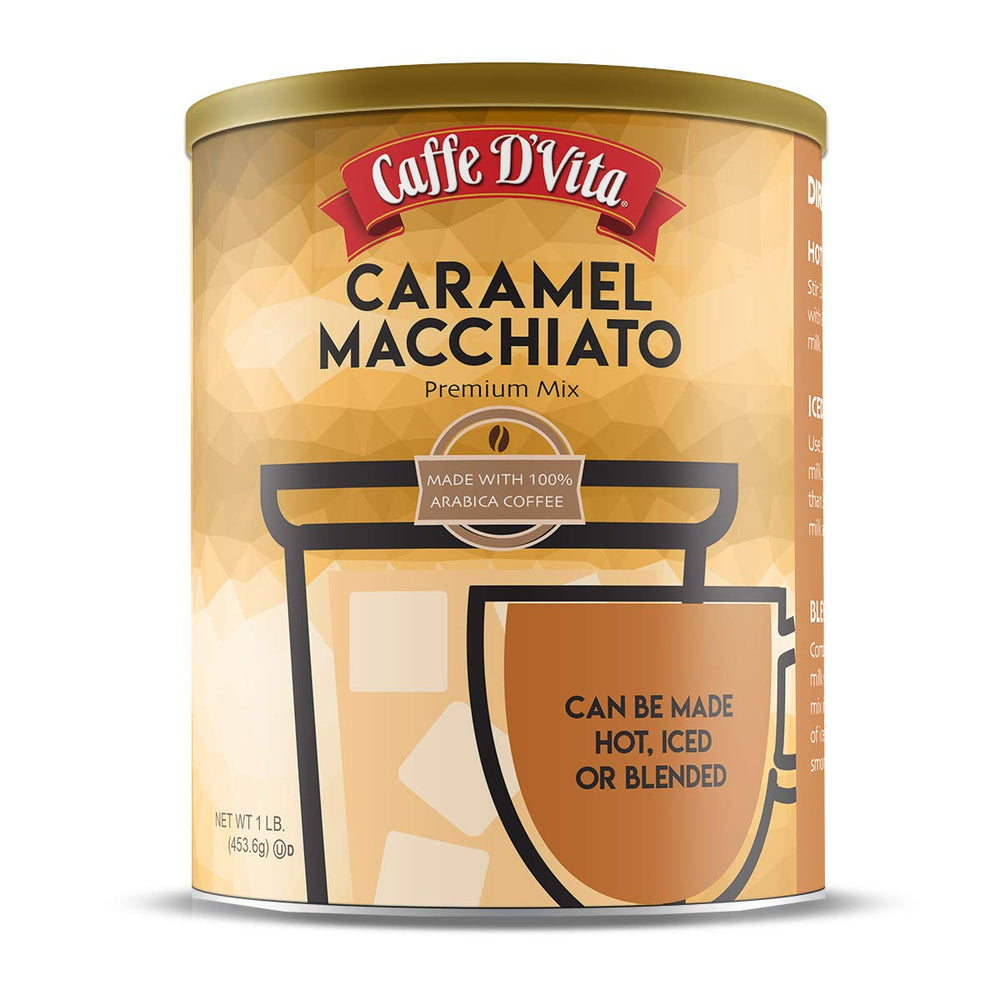 Caffe D'Vita front can showing label and easy identification benefit