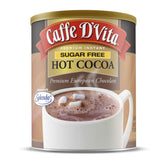 Caffe D'Vita front can showing label and serving suggestion, highlights premium quality