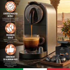 Caffè Garibaldi pod open-top view revealing capsule seal and aroma protection benefit