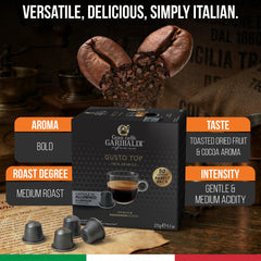 Caffè Garibaldi single capsule close-up highlighting aluminum pod and freshness preservation