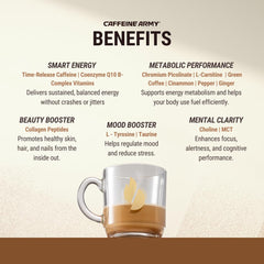 CAFFEINE ARMY powder close-up revealing creamy texture and mixability