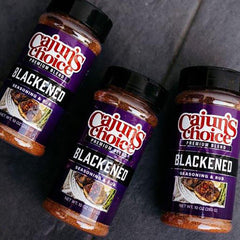 Cajun's Choice seasoned salmon fillet with dark crust delivering savory, smoky benefit