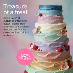 Cake Craft close-up of gold powder texture highlighting fine edible sparkle