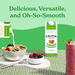 Califia Farms almondmilk served in a glass suggesting convenient hydration