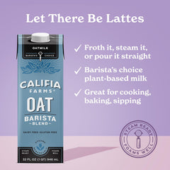 Califia Farms pouring into latte illustrating smooth blend and creamy finish