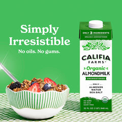Califia Farms pouring almond milk texture highlighting smooth creaminess