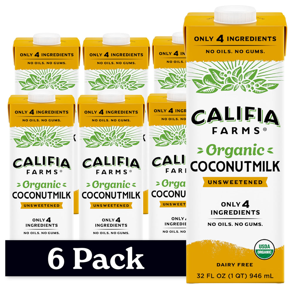 Califia Farms front packaging showing organic coconut milk benefits