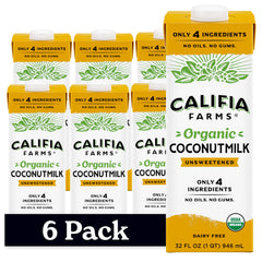 Califia Farms front packaging showing organic coconut milk benefits