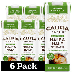 Califia Farms carton front view showing clean branding and shelf-stable benefit