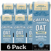 Califia Farms front carton view showing shelf-stable vanilla oat blend benefit convenience